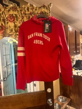 NAADAM Red San Francisco 49ers Pullover Hoodie with White Stripe Detail